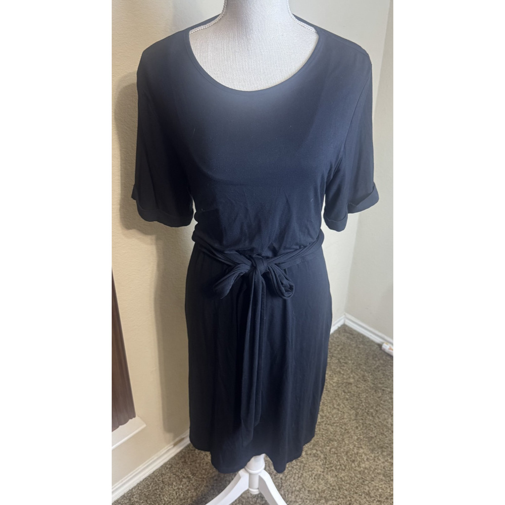 Kindred Bravely Bamboo‎ Maternity Nursing Dress black stretchy knee length sz L